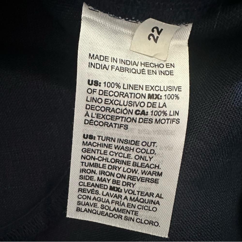 Chico’s Navy Blue Embellished Beaded Linen Dress - Picture 13 of 16
